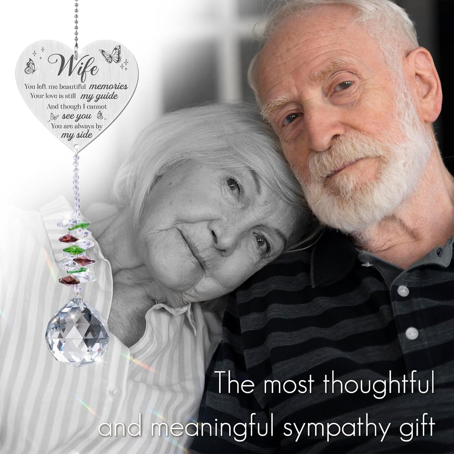 Memorial Crystal Suncatcher,Sympathy Gifts for Loss of Wife,Memorial Gifts for Loss of Wife,Hanging Crystals Ornament for Window Rainbow Maker Prisms Home Decor Gift