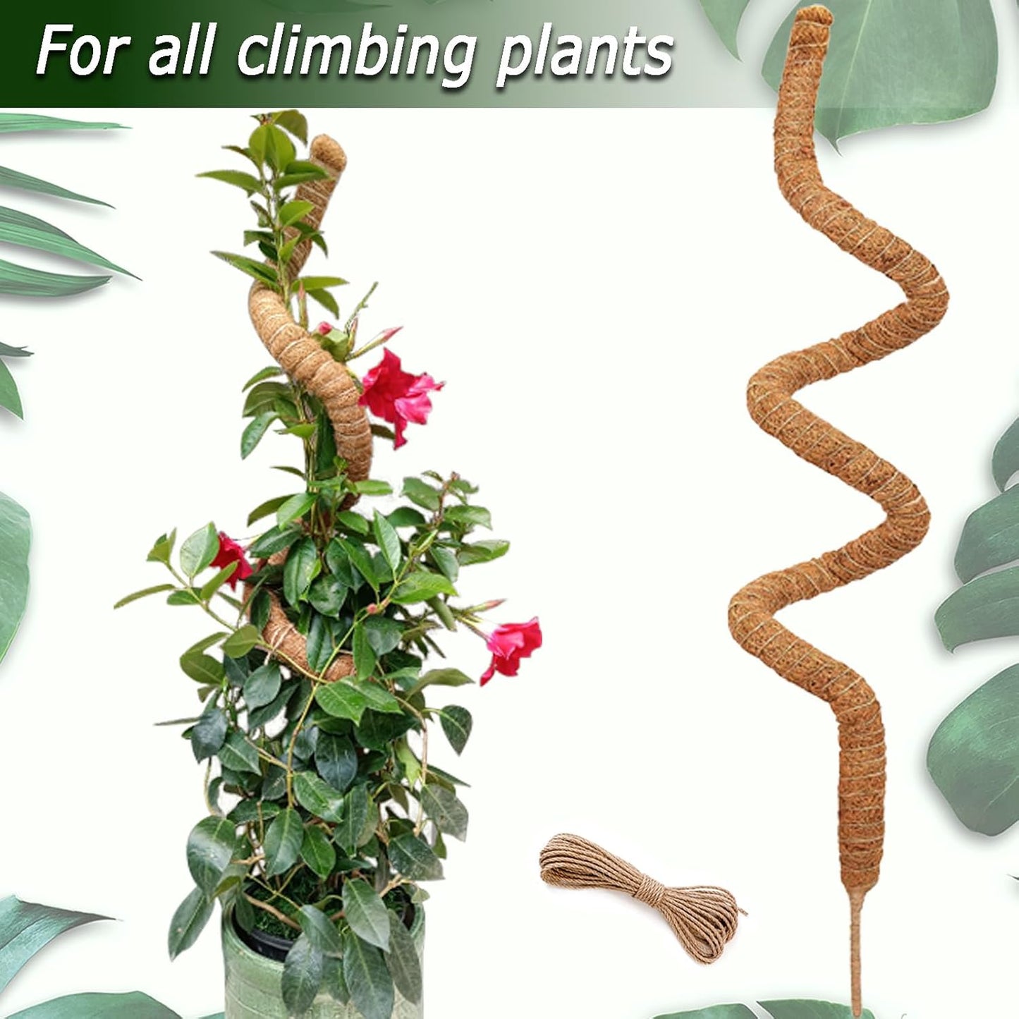 Soupiar Moss Pole for Plants Monstera, 59 Inch Tall Bendable Moss Poles for Climbing Plants Indoor, Large Handmade Plant Pole Sticks, Coco Coir Plant Support Stakes for Potted Plants, Pothos