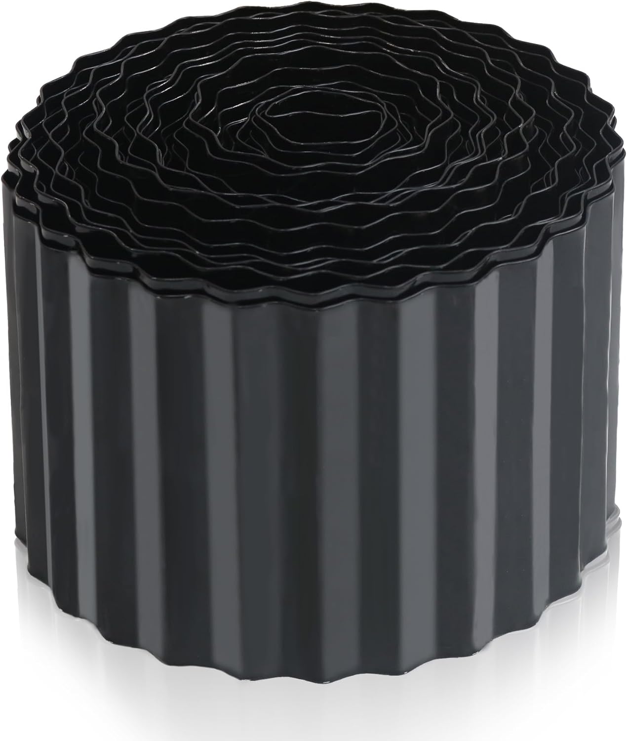 Metal Corrugated Garden Edging, Landscape Edging for DIY Flower Beds, Flexible Bender Border for Lawn, Garden and Yard, Galvanized Garden Edging (Black, 6 Inch x 50FT)