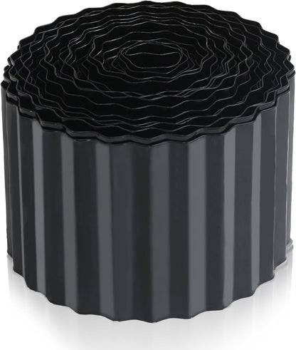 Metal Corrugated Garden Edging, Landscape Edging for DIY Flower Beds, Flexible Bender Border for Lawn, Garden and Yard, Galvanized Garden Edging (Black, 6 Inch x 50FT)
