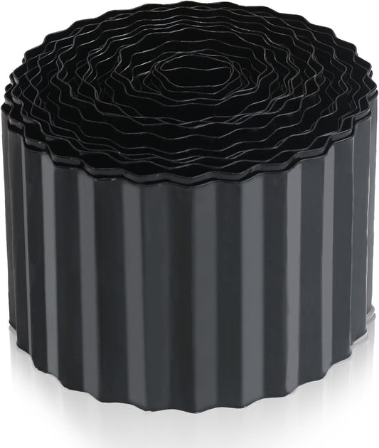 Metal Corrugated Garden Edging, Landscape Edging for DIY Flower Beds, Flexible Bender Border for Lawn, Garden and Yard, Galvanized Garden Edging (Black, 6 Inch x 50FT)