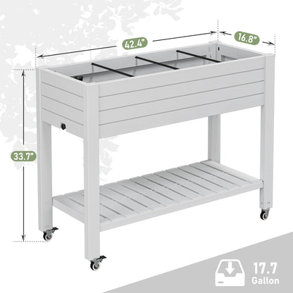 WTFGO Elevate 33.7" Tall Raised Garden Bed with Wheels, Divisible Resin Planter Box with Drainage