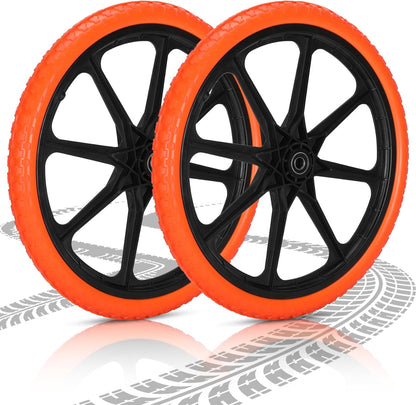 Upgraded 20x1.95" Flat Free Tires Compatible with rubbermaid Wheelbarrow Wheels, 20" Flat Free Tires with 5/8" Bearing Replacement for rubbermaid Cart Wheels/Big Wheel Utility Carts