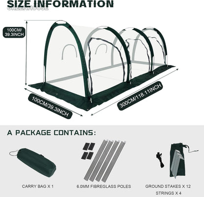 Portable Tunnel Greenhouse for Outdoors - Transparent Mini Greenhouses Ideal for Backyards and Outdoor Vegetable Cultivation (3M)
