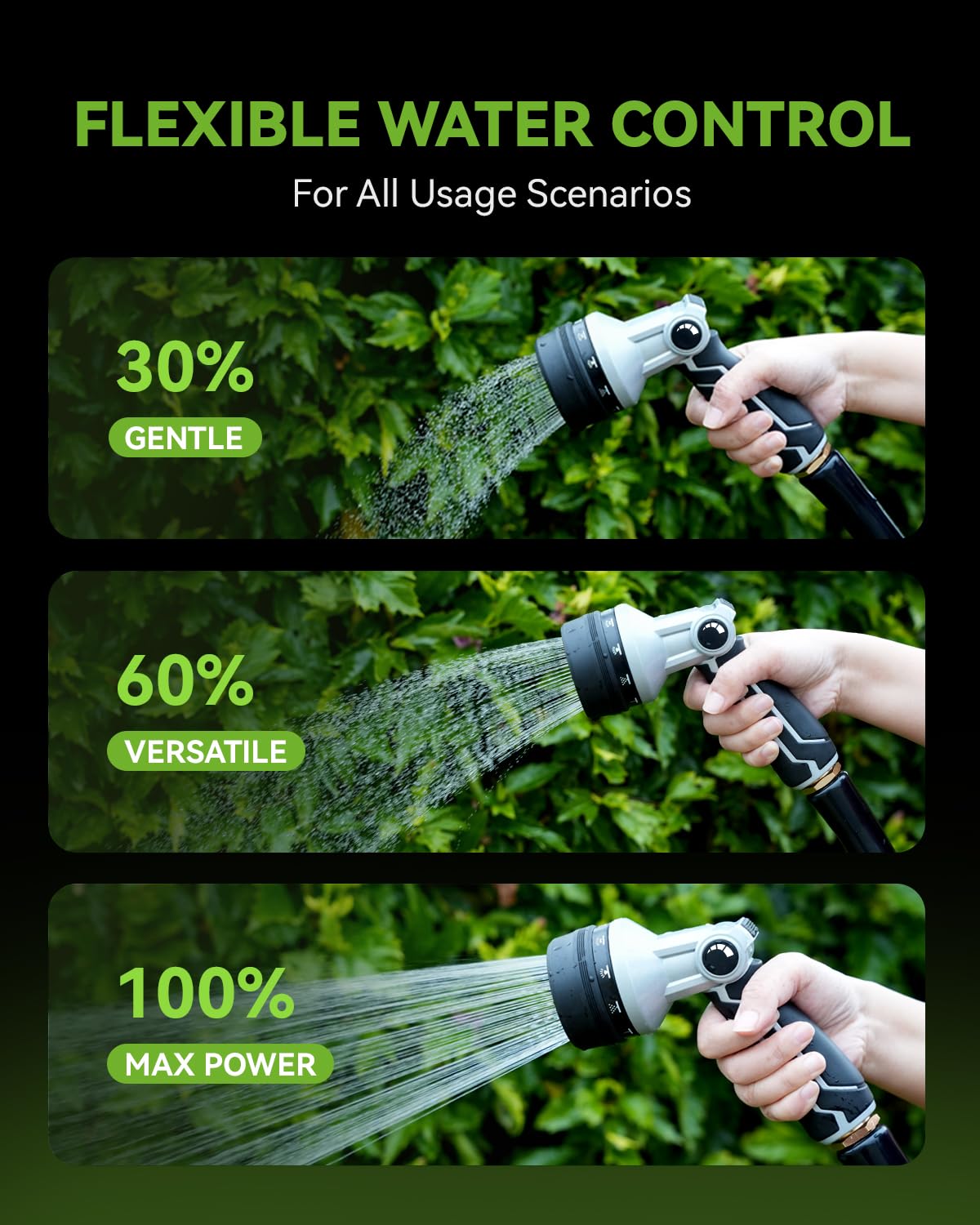 RAINPOINT Full-Metal Garden Hose Nozzle, Heavy Duty Water Hose Nozzle Sprayer With 10 Adjustable