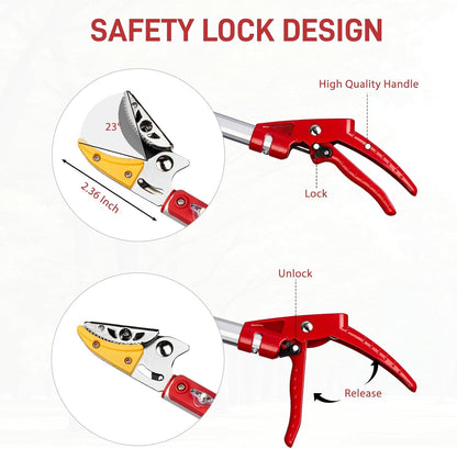 Outvita 4.4-7.2FT Extendable Tree Pruner, Lightweight Tree Trimmers, Cut and Hold Pruning Trimmer Long Reach Pole Saw, Telescoping Fruit Picker, Branches Bypass Lopper, Long Handle Pruner, Silver
