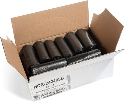 Aluf Plastics High Density Trash Bags, 10 Gallon, 1000 Count, 8 Micron (eq), 24" x 24", Black, for Bathroom, Office, Industrial, Commercial, Janitorial, Municipal, Recycling