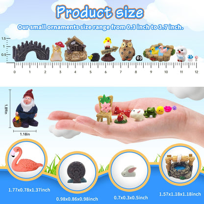 Tardigrade 200 Pieces Fairy Garden Accessories, Fairy Garden Kit, Fairy Tiny House, Miniature Gnome Figurines, Micro Landscape Ornaments DIY Mini Garden Outdoor Decor Resin Multi Color