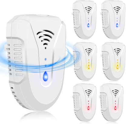 2025 Upgraded Ultrasonic Pest Repeller 6 Pack, Mouse Repellent Indoor Ultrasonic Plug in, Pest Control for Bugs Roaches Insects Mice Spiders Flies Cockroach Rodent Rat