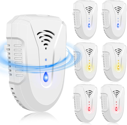 2025 Upgraded Ultrasonic Pest Repeller 6 Pack, Mouse Repellent Indoor Ultrasonic Plug in, Pest Control for Bugs Roaches Insects Mice Spiders Flies Cockroach Rodent Rat