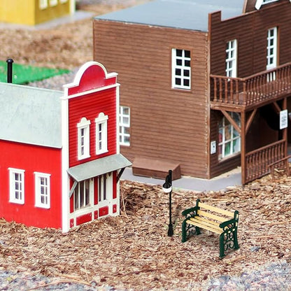Toyvian Dollhouse Miniature Park Bench Miniature Garden Chair Seat Props Fairy Garden Bench with Mini Street Lamp Post Light Decor for Dollhouses Decoration Garden Ornaments