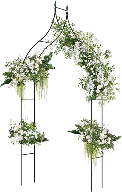 Giantex Metal Garden Arch Trellis - 9.5 FT Wedding Arbor for Ceremony, Garden Arbor for Climbing Plants Rose, Gothic Style Outdoor Archway for Lawn Backdrop Backyard Party Decoration