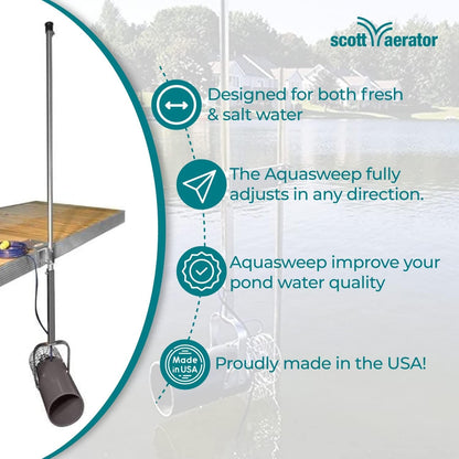 Scott Aerator 1 Horse Power 115V Muck Blaster - 50ft Cord | Aquasweep With Truss Mount | Water Circulator, Agitator, Mover | Muck Blower