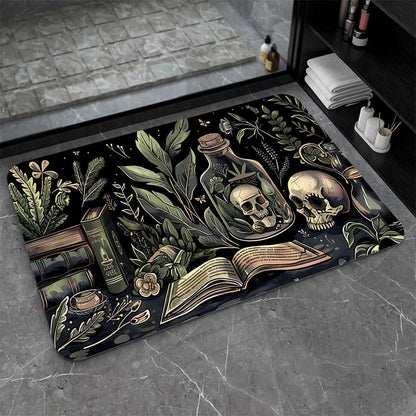 Bath Mat-Bathroom Rug，Books and Skulls-Absorbent Non Slip Quick Dry Stain Resistant Easy to Clean Care Shower Rug for Bathtub Shower Room 17×27.5Inch (43 * 70cm)