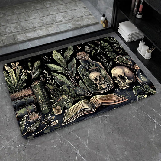 Bath Mat-Bathroom Rug，Books and Skulls-Absorbent Non Slip Quick Dry Stain Resistant Easy to Clean Care Shower Rug for Bathtub Shower Room 17×27.5Inch (43 * 70cm)
