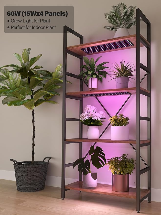 Grow Lights for Indoor Plants Full Spectrum, Kalolary 720 LEDs Grow Lights with 3/6/12H Timer, Thin Panel Growing Lamp with 5 Dimmable Levels, 3 Lighting Modes, for Greenhouse Plant Growth(4 Packs)