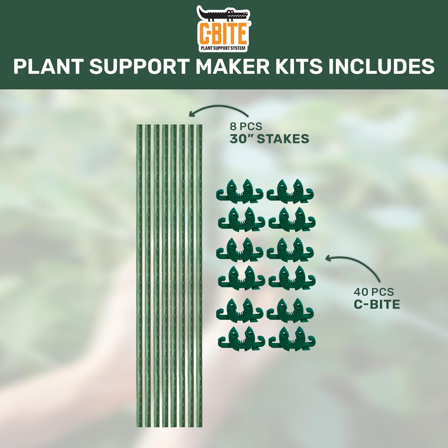 Plant Support Maker Kit – Modular Trellis Building System with Short Stakes & Extra Clips – Compatible with Standard Garden Stakes – Build Custom Plant Supports for Indoor or Outdoor Use
