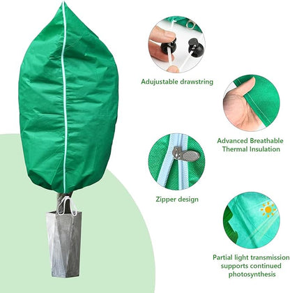 Plant Covers Freeze Protection – 4 Pack 71"x48" Extra Large Frost Blankets for Outdoor Plants, 2.8oz/yd² Heavy-Duty Tree Covers with Zipper & Drawstring – Reusable Winter Plant Freeze Cloth