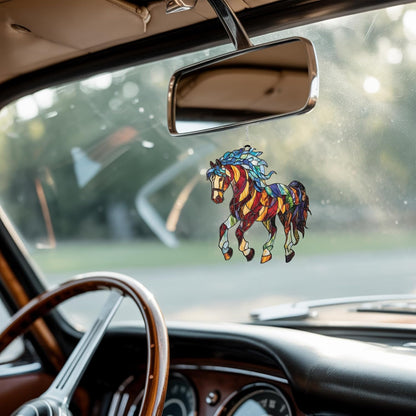 Horse Spiritual Acrylic Suncatcher Stained Glass Effect Window Car Hanging Christmas Ornament Indoor Outdoor Decor Garden Sun Catcher Panel Gifts for Nature Lover for Women Mom Grandma