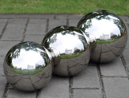 Nerien Gazing Ball, 6 Inch Stainless Steel Garden Mirror Globe, Polished Ornament Sphere, Hollow Floating Reflective Hemisphere, for Home Outdoor Pond Housewarming Swimming Pool Decoration, Silver