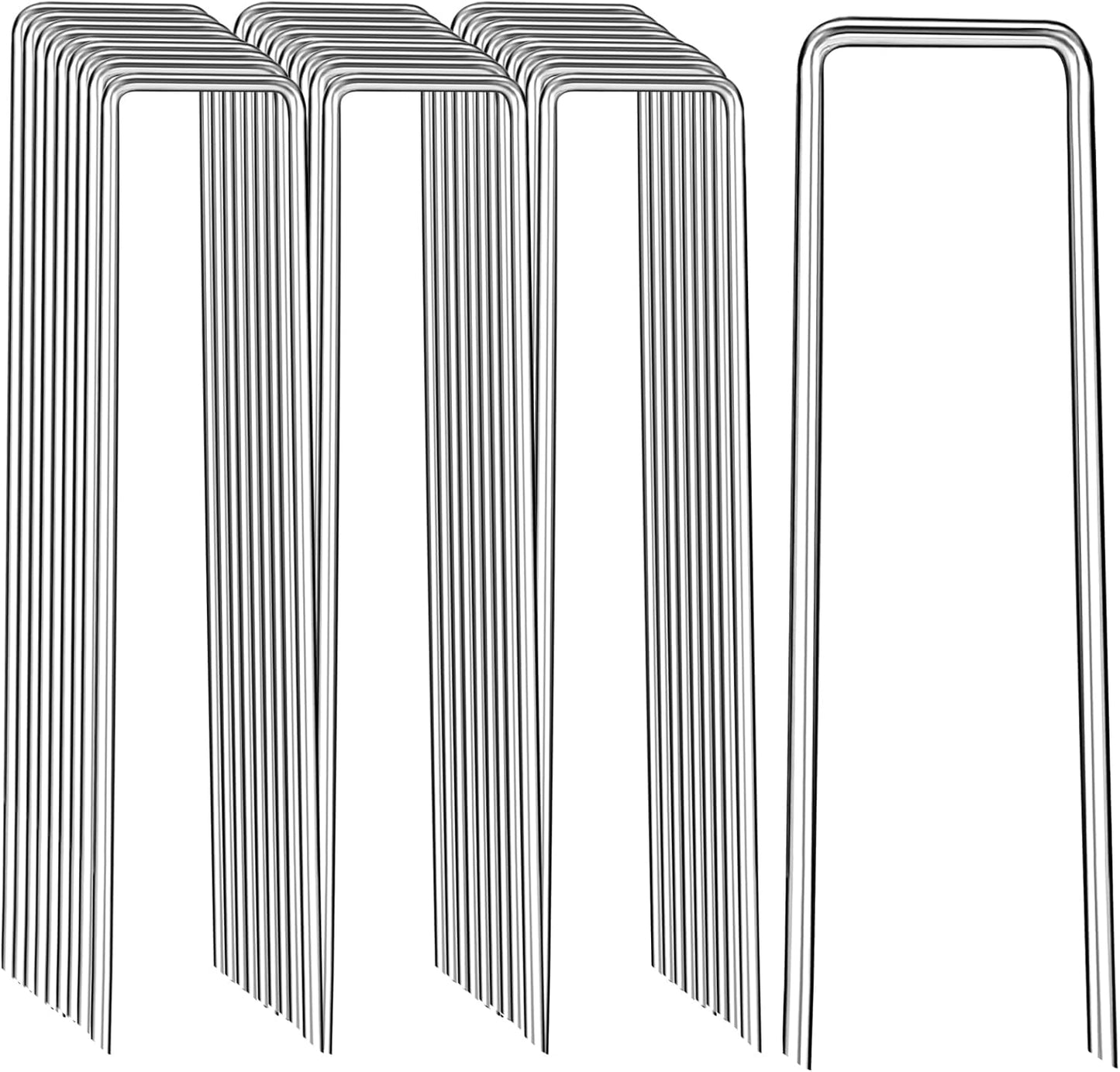 Landscape Staples 8 Inch, 12 Pack 8 Gauge Galvanized Garden Staples U-Shaped Landscape Stakes, Heavy Duty Ground Stakes for Outdoor Decorations, Weed Barrier Fabric, Irigation Tubing, Tent