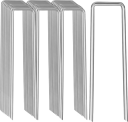 Landscape Staples 8 Inch, 100 Pack 8 Gauge Galvanized Garden Staples U-Shaped Landscape Stakes, Heavy Duty Ground Stakes for Outdoor Decorations, Weed Barrier Fabric, Irigation Tubing, Tent
