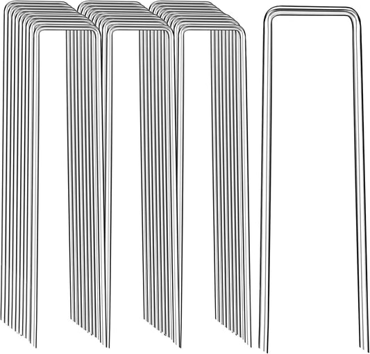 Landscape Staples 8 Inch, 25 Pack 8 Gauge Galvanized Garden Staples U-Shaped Landscape Stakes, Heavy Duty Ground Stakes for Outdoor Decorations, Weed Barrier Fabric, Irigation Tubing, Tent