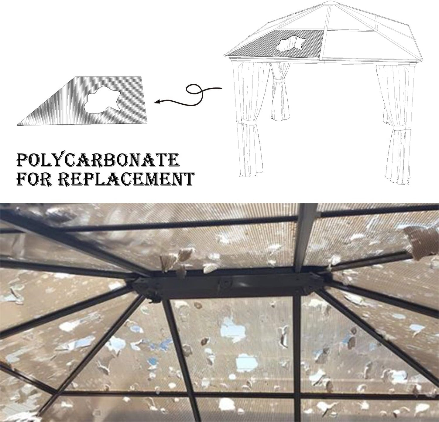 BPS 6Pcs 62'' (W) x 28'' (L) x 0.2'' Polycarbonate Panels, Waterproof UV Protected Reinforced Sheets, Outdoor Greenhouse and Gazebo Covering, Twin-Wall Bronze Sheets