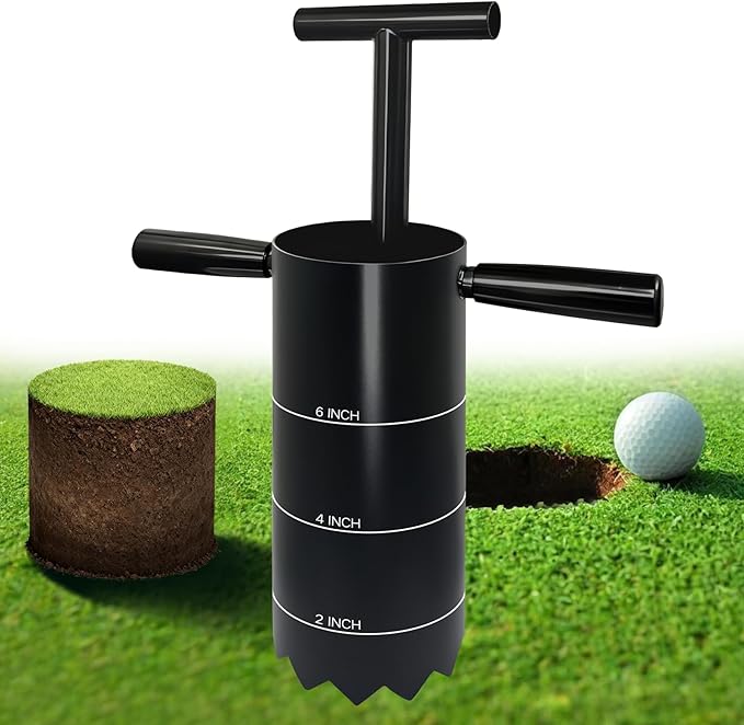 Portable Golf Hole Cutter, Carbon Steel Hole Digger with Detachable Handle, USGA Standard 2 Inch 4 Inch & 6 Inch, for Backyard, Lawn, Garden, Outdoor Putting Green Practice