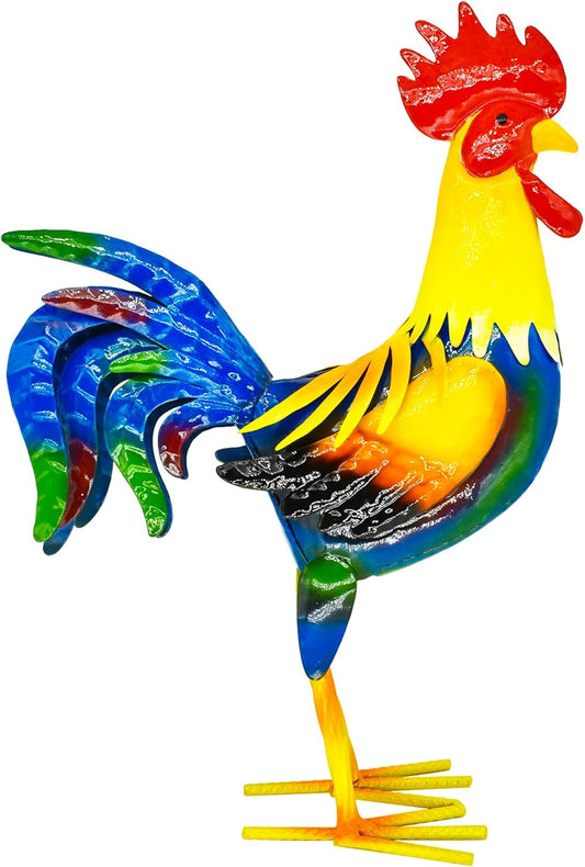 Metal Rooster Yard Art Outdoor Garden Decor Roosters Chicken Statue Decorations for Kitchen Home