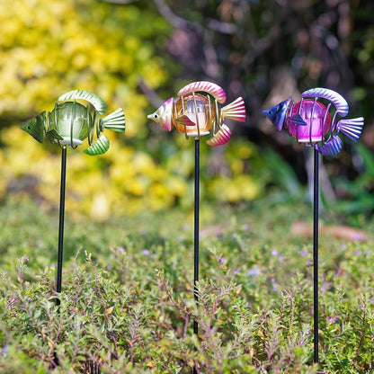 Outdoor Garden Solar Lights,3Pack Decorative Solar Lights for Garden Decor, Tropical Fish Backyard Decor,Led Solar Lights with Stakes for Yard Landscape Patio(21.3''H)