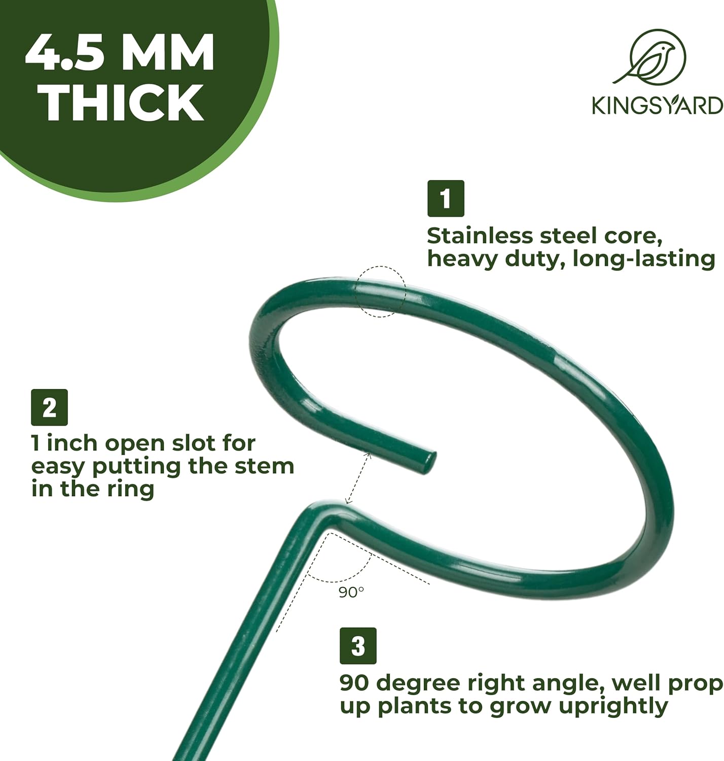 Kingsyard 5 Pack Plant Stakes and Supports - 4.5mm Thick Adjustable Sizes 16 or 32 Inch, Metal Monstera Plant Supports for Outdoor Plants and Indoor Plants, Plant Stem Support for Flowers Tomatoes