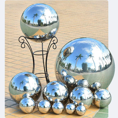6 inch Diameter Gazing Ball,Silver Stainless Steel Polished Reflective Smooth Garden Sphere Globe Mirror,Colorful and Shiny Addition to Any Garden or Home