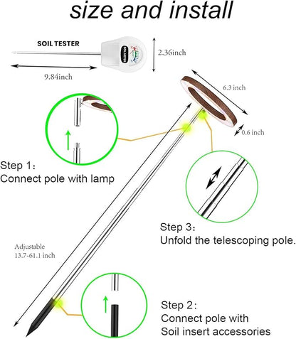Plant Grow Light,yadoker LED Growing Light Full Spectrum for Indoor Plants, Paired with a Soil Tester,Height Adjustable, Automatic Timer, 5V Low Safe Voltage,Idea for Large Plant Light