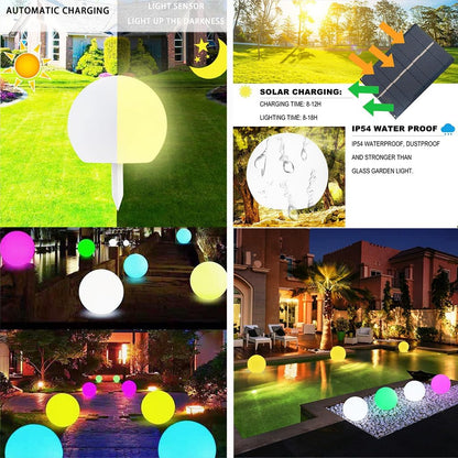 8-in Solar Glowing Globe Light, 16 Colors Changing Solar Garden Ball Lamp, Auto-On/Off Glow Orb Light W/Remote, Waterproof Landscape Lighting Globe W/Ground Stake for Yard Patio Lawn Outside Decor