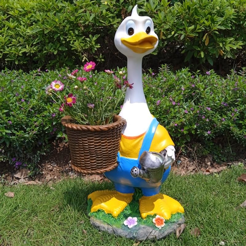 Couple Duck Garden Statue Duck Succulent Plant Flower Pot Goose Flower Pot Sculpture Indoor and Outdoor Art Decoration Courtyard Terrace Balcony Living Room Office Decoration Festival Gifts