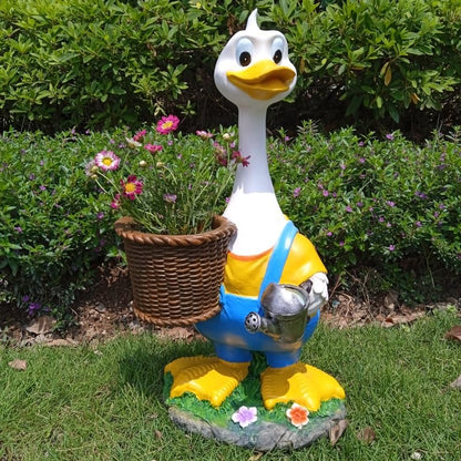 Couple Duck Garden Statue Duck Succulent Plant Flower Pot Goose Flower Pot Sculpture Indoor and Outdoor Art Decoration Courtyard Terrace Balcony Living Room Office Decoration Festival Gifts