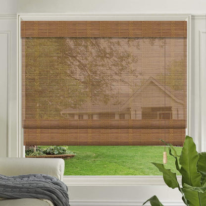 LETAU Wood Window Roman Shades, Bamboo Light Filtering Window Blinds for Indoor Home, Office, Kitchen, Pattern 7