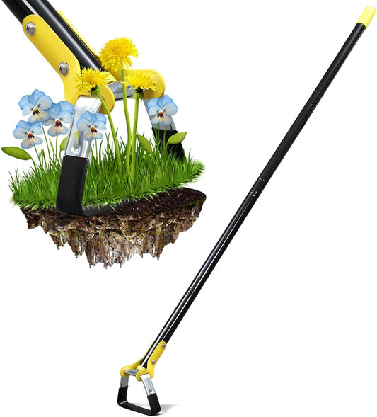 Hoe Garden Tool - Heavy Duty Hula Garden Hoe for Back-Saving Weeding,30-72 Inch Long Handle Stirrup Hoes for Weed Scraper,Scuffle Action Loop Hoe for Flower Beds,Yards,Raised Beds