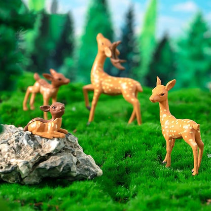 Exasinine 12 Pcs Mothers Love Deer Figurines Forest Animal Figurines Woodland Animals Creatures Figurines Miniature Deer for Crafts Fairy Garden Supplies Cake Toppers