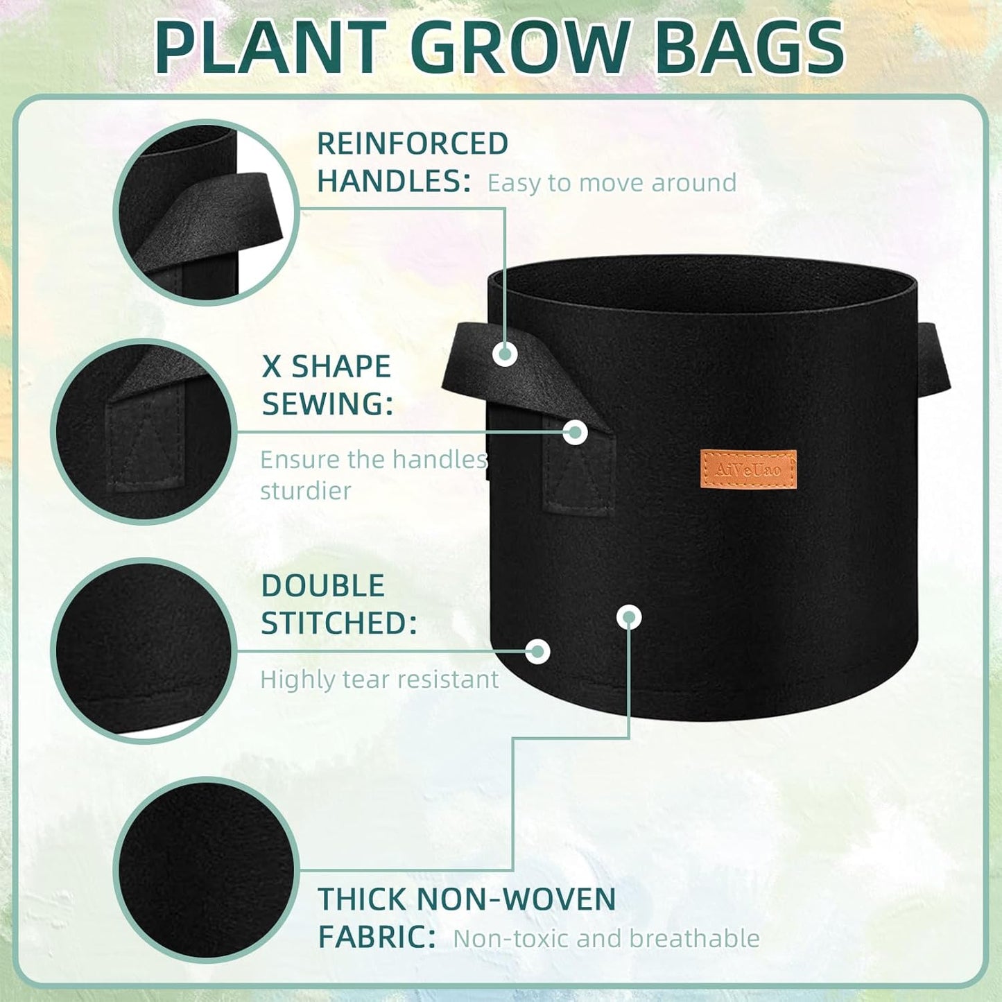 200 Pack 5 Gallons Grow Bags, Non-Woven Fabric Pots Plant Bags, Plant Grow Bags with Handles, Garden Planting Bags for Potatoes, Carrots, Tomatoes and Other Vegetable,Fruits
