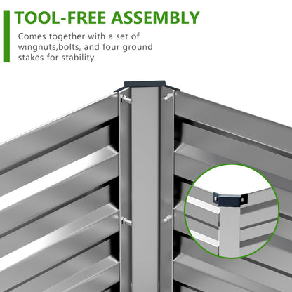 Easllre 2PCS 7x3x1ft Galvanized Raised Garden Bed,Outdoor Planter Box Metal Patio Kit Planting Bed