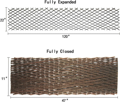 Expandable Garden Trellis Plant Support Willow Lattice Fence Panel for Climbing Plants Vine Ivy Rose Cucumbers Clematis