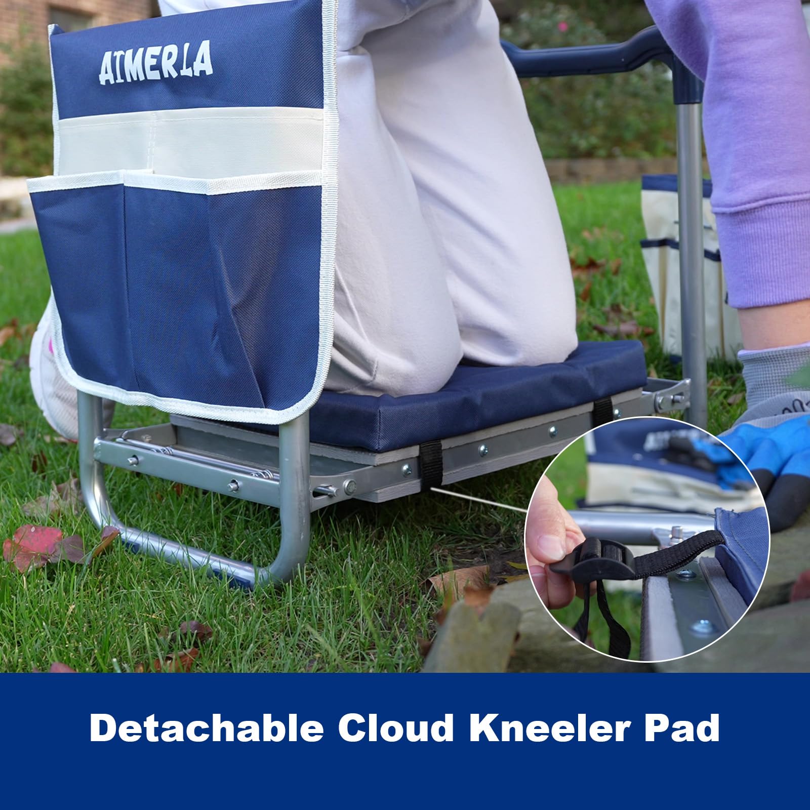 Aimerla K5 Foldable Kneeler Seat - Heavy Duty (Detachable Cloud Kneeler Pad) - Garden Stool - 2