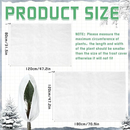 4 Pcs Plant Covers Freeze Protection Reusable Plant Protector with Zipper and Drawstring, Winter Bush Covers Freeze Protection from Cold Sun Frost Wind(White)
