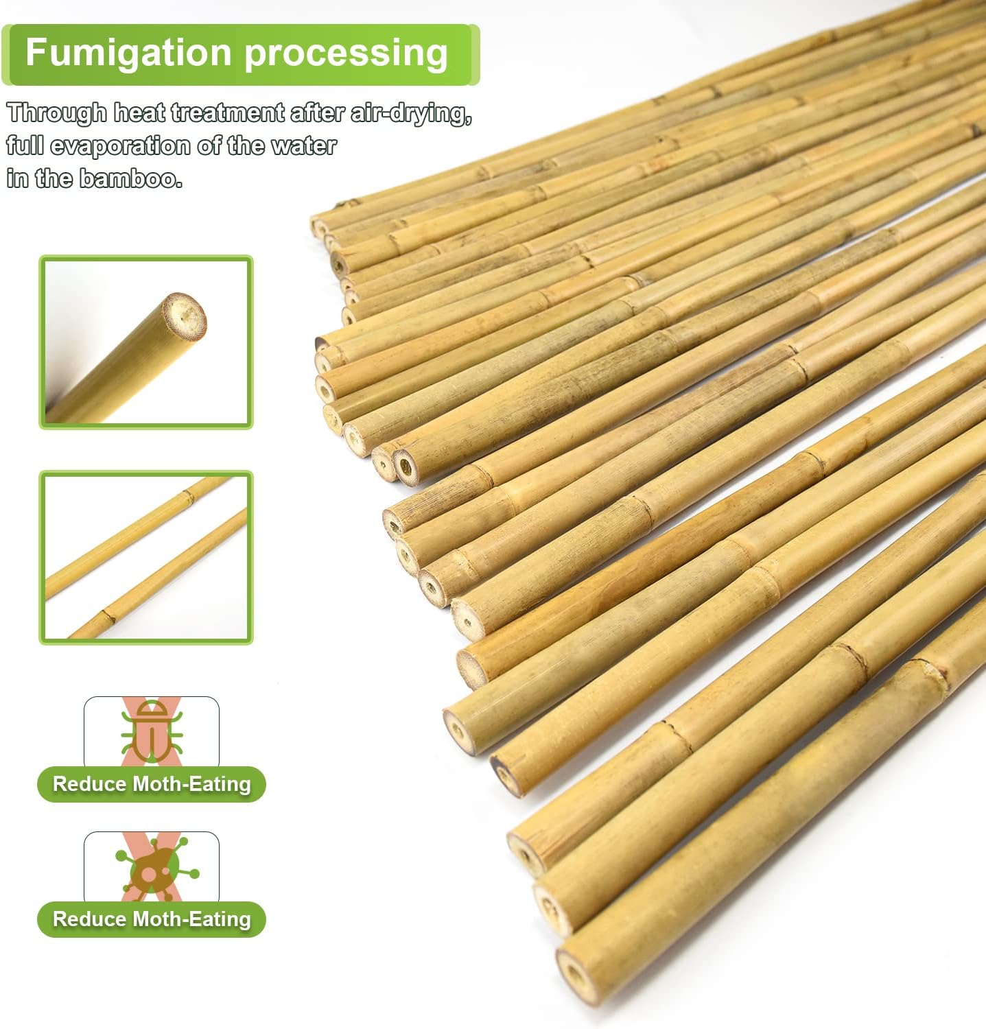 20pcs 5/8" D Thicker Heavy Duty Bamboo Stakes, 6FT Plant Stakes, Natural Garden Stakes for Tomato, Bean, Flowers,Trees Potted and Climbing Plant Support