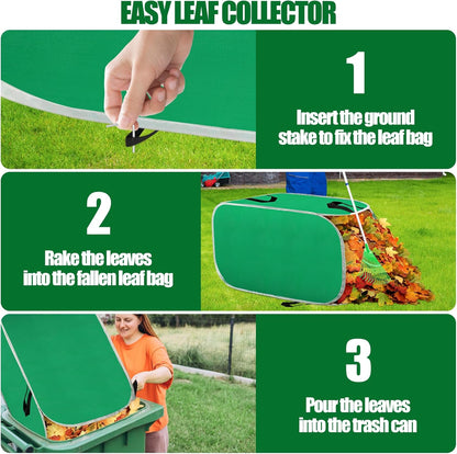 Hysagtek Upgraded Leaf Collector - 80 Gallon Portable Pop Up Leaf Bags, Foldable Reusable Yard Garden Leaf Bag with Handles, Self-Standing Leaf Collector Bag for Leaves Lawn Trash, Comes with Gloves