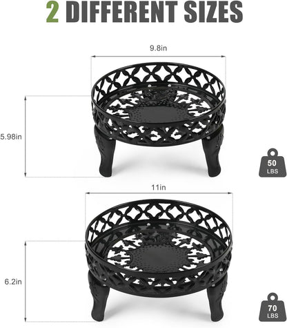 Metal Plant Stand Indoor Outdoor,2 Pack Heavy Duty Iron Plant Stands for Indoor/Outdoor,Low Round Metal Flower Pot Holder Rustproof Plant Holder for Garden,Patio,Home Decor