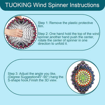 TUOKING Wind Spinners Outdoor Peacock Feathers 3D Metal Hanging Art Wind Sculptures 12 Inch Stainless Steel for Yard and Garden Decoration Worth Gift for Women