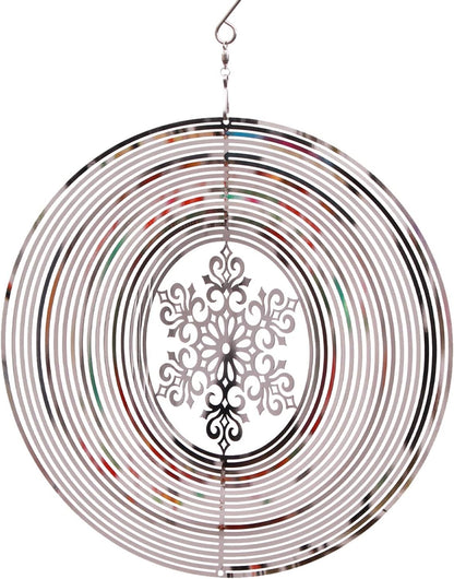 SPRING SONG Snowflake Kinetic Wind Spinner for Yard and Garden Mirrored Stainless Steel Spinner Indoor and Outdoor Hanging Decor Crafts Ornament Gifts Kinetic Art Yard Garden Hanging Wind Spinner